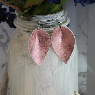 Pink Metallic Faux Leather Earrings