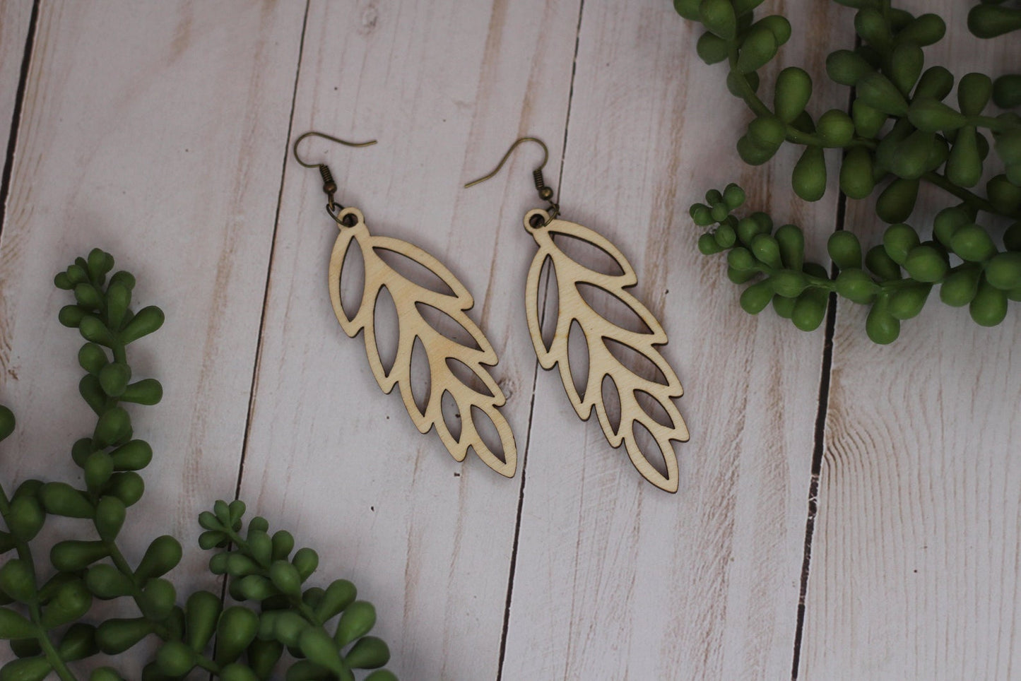 Leaf Wooden Cutout Earrings