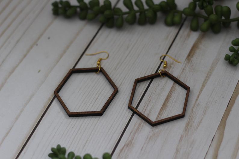 Large wooden hoop on sale earrings