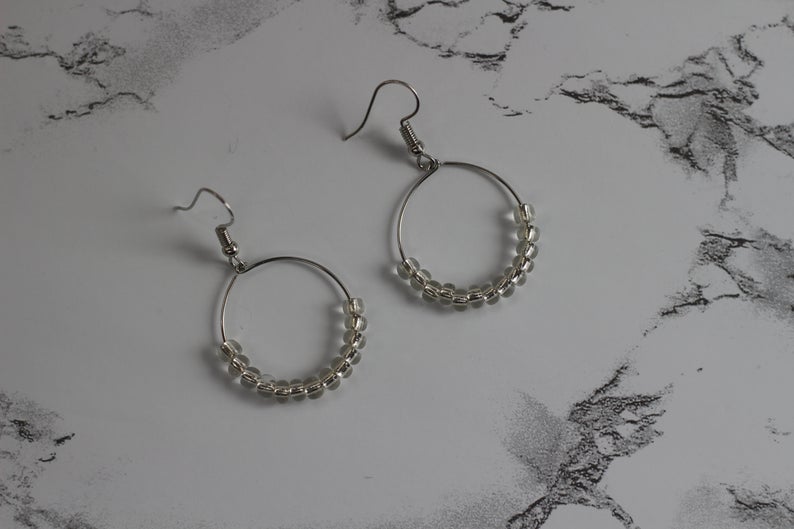 Small Beaded Hoop Earrings