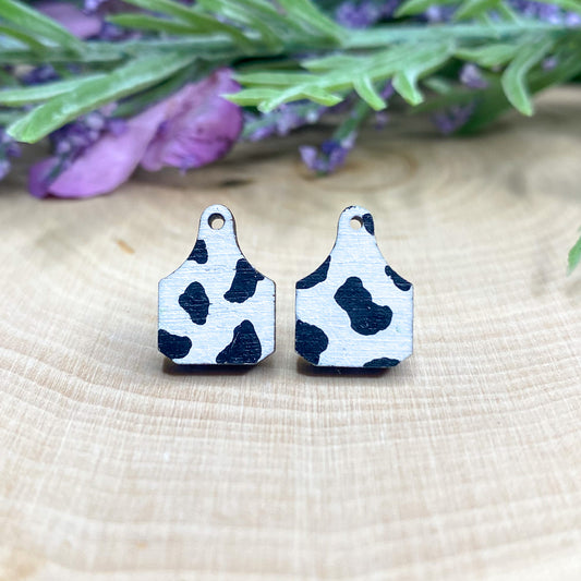 Cow Print Cow Tag Wooden Stud